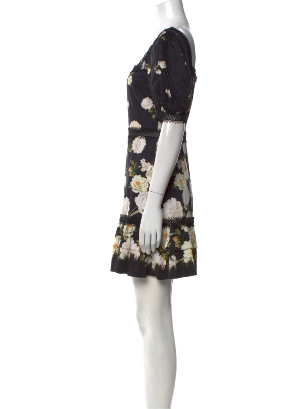 Alice + Olivia Wylie Black Flora Mini Dress in size 4 Like New Condition - Picture 9 of 9